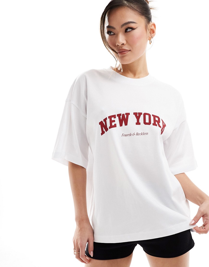4th & Reckless Macy lounge t-shirt in white