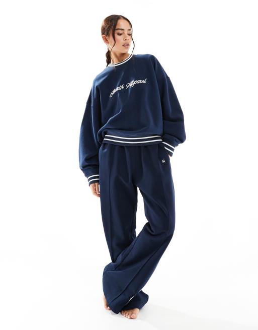 4th & Reckless - Madison - Wijde loungejoggingbroek in marineblauw
