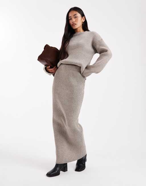 4th & Reckless - Maglione girocollo morbido a coste color avena in coordinato