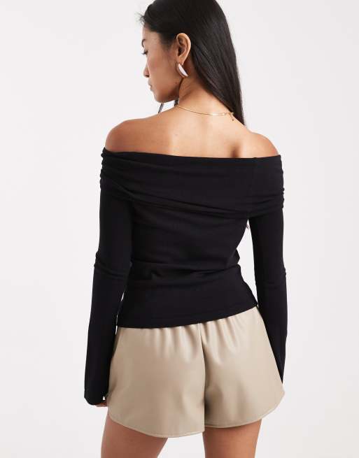 4th + Reckless - Maglione lavorato nero con scollo alla Bardot e dettaglio in metallo dorato, 4 di 4