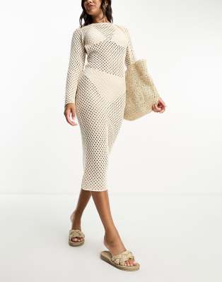 4th & Reckless mai crochet midi beach dress in ecru - ASOS Price Checker