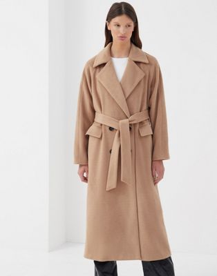 4th & Reckless belted coat in camel - ASOS Price Checker