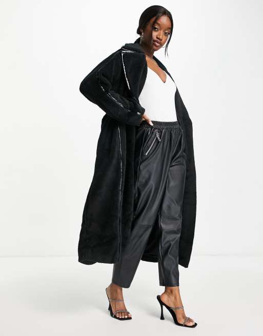 4th & Reckless - Manteau en peau de mouton contrecollé - Noir
