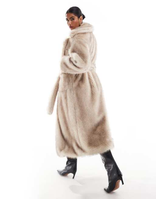 4th Reckless Manteau oversize long à taille nouée en fausse