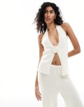 [4th & Reckless] 4th & Reckless Maribel fine gauge knit beach top in ecru (part of a set)-Neutral 14 Ecru