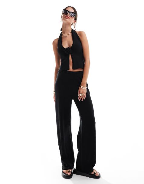 4th & Reckless maribel fine gauge knit pants in black - part of a set - view 1