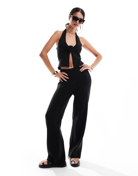 4th & Reckless maribel fine gauge knit top and pants set in black - view 1