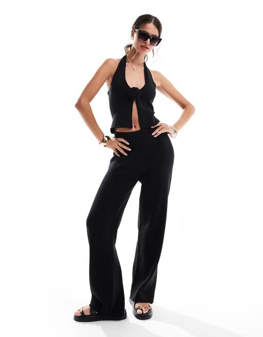 4th & Reckless Maribel fine gauge knit top and pants set in black