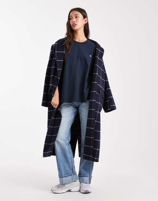 4th & Reckless – Marinblå, bomullsrik skjorta i oversized fit med broderad logga och 'Sunday'-tryck baktill, 2 av 4
