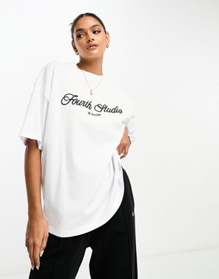 4th & Reckless Marni lounge studio oversized t-shirt in white  - ASOS Price Checker