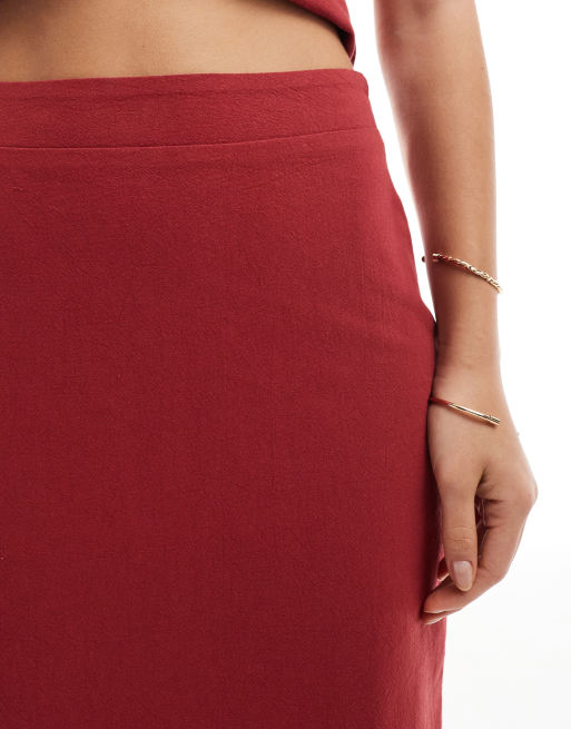 4th & Reckless - Maxi rok met linnenlook en hoge taille in roestbruin, deel van co-ord set, 5 van 5