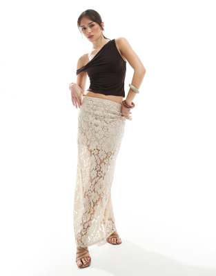 4th & Reckless - Maxirock aus floraler Spitze in Beige-Neutral