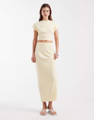 4th & Reckless - Maxirock aus Rippstrick in Buttergelb mit hohem Bund, Kombiteil