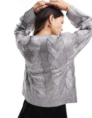 Night Addict Silver Metallic Roll Neck Jumper, $17, Asos