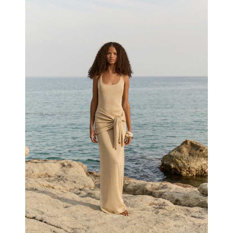 metallic beach dress Topshop sheer metallic knit beach dress in rose gold