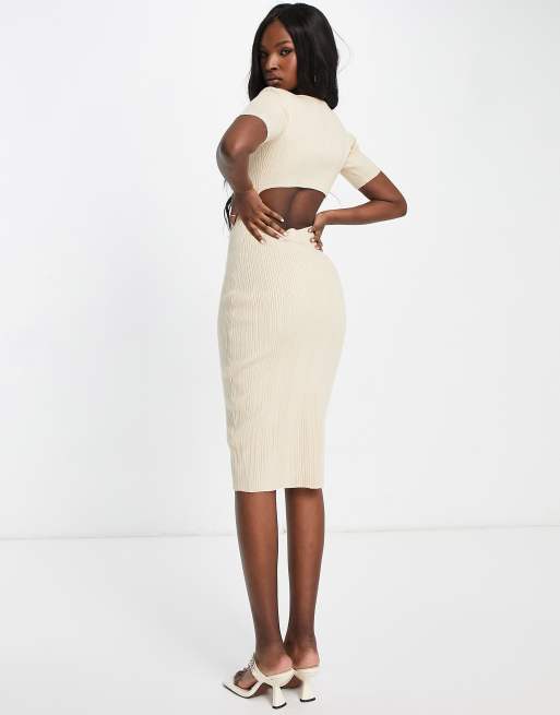 4th & Reckless – Midi-Strickkleid in Hellbeige mit Rückenausschnitt , 2 von 4