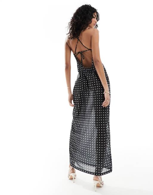 4th & Reckless - Milan - Doorschijnende strandjurk van mesh met stippen in zwart , 4 van 4