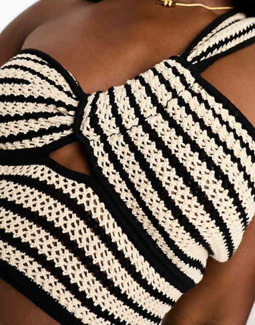 4th & Reckless milos twist front stripe knit beach top in 4th & Reckless milos twist front stripe knit beach top in