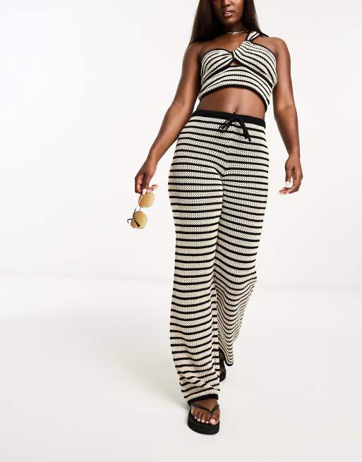 4th & Reckless milos twist front stripe knit beach top in