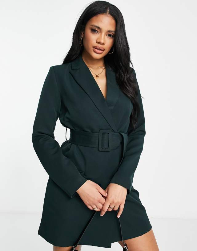 4th & reckless mini blazer dress in dark green