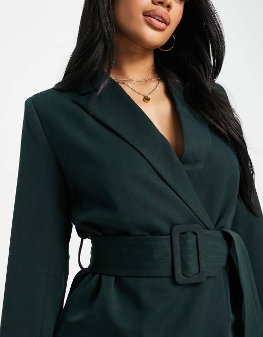 4th reckless mini blazer dress in dark green ASOS