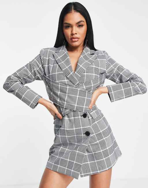 4th & reckless mini blazer dress with wrap front in mono