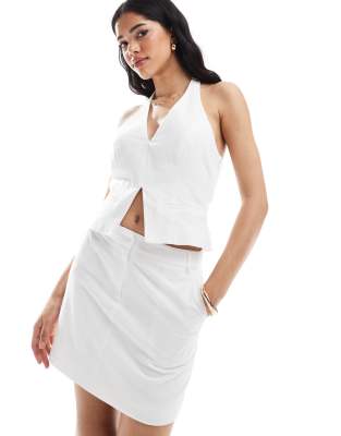 4th & Reckless - Mini-jupe d'ensemble ajustée en coton aspect lin - Blanc