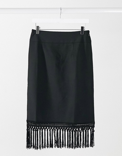 4th & Reckless mini skirt co-ord with tassles in black