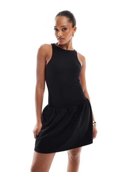 4th & Reckless - Mouwloze mini jurk met verlaagde taille en racerhals in zwart - view 1