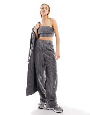 Shop 4th & Reckless Myra Tailored Pants In Gray Pinstripe - Part Of A Set