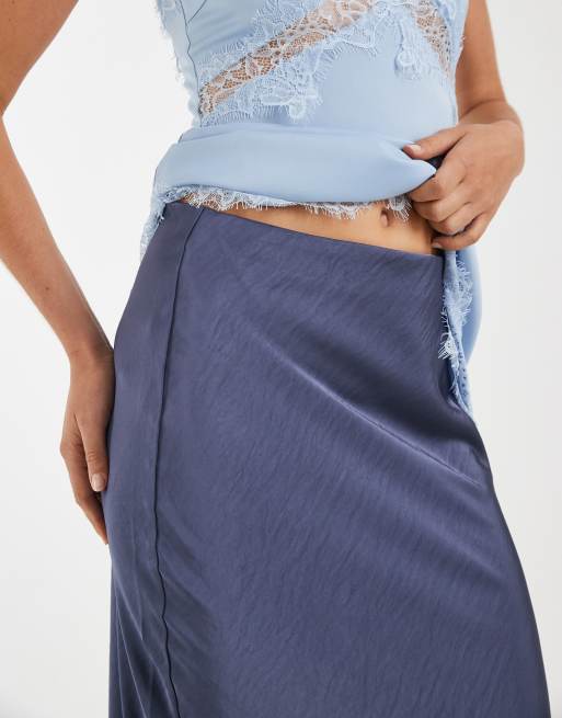 4th & Reckless – Niebieska satynowa spódnica kolumnowa maxi, 4 z 5