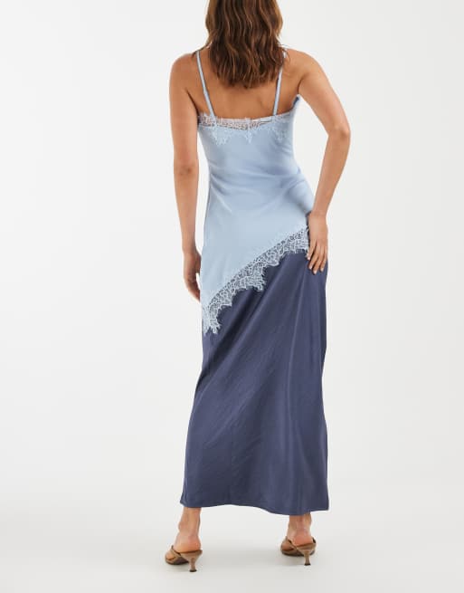 4th & Reckless – Niebieska satynowa spódnica kolumnowa maxi, 5 z 5