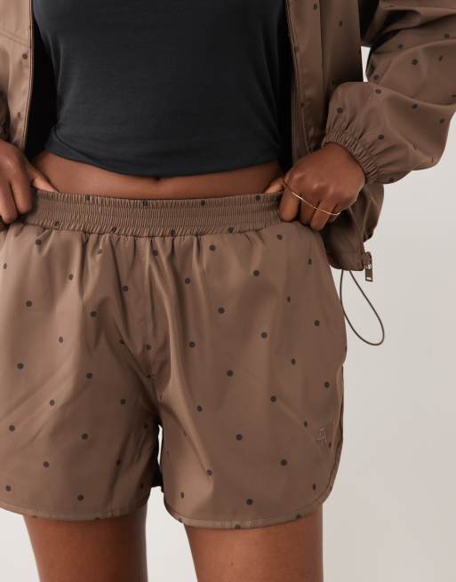 4th & Reckless nylon track shorts co-ord in chocolate polka, 4 of 5