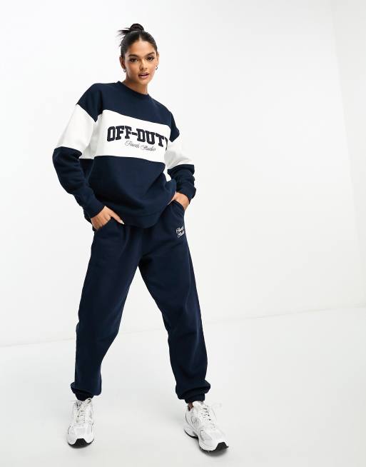 4th & Reckless - Off Duty Studio - Marineblå joggingbukser med tætsiddende buksekanter