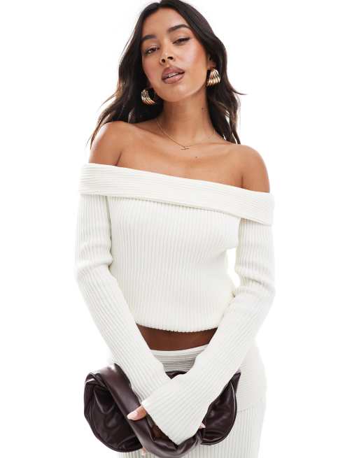 4th & Reckless off-shoulder bardot sweater in cream - part