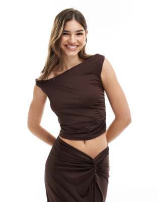 4th & Reckless Off Shoulder Top In Brown - Part Of A Set
