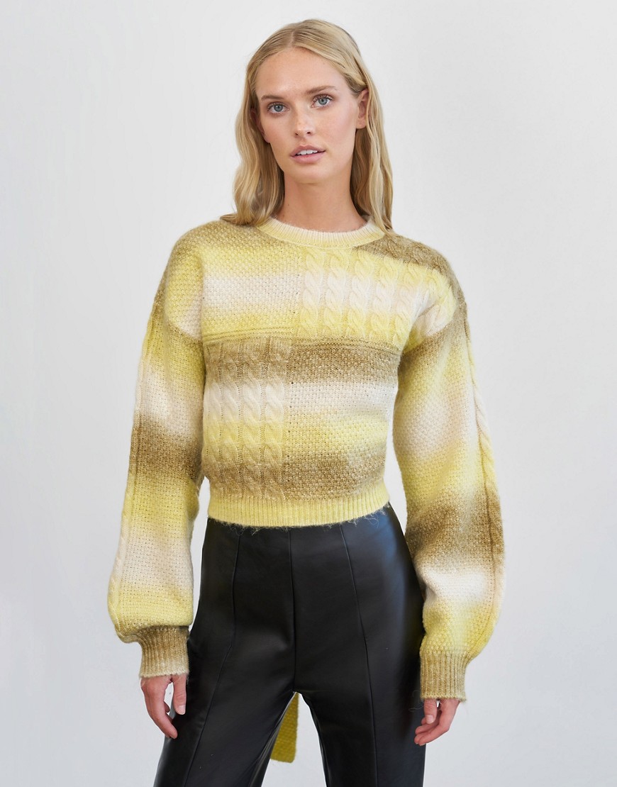 4th & Reckless ombre cable knit sweater in green