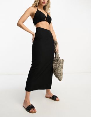 4th & Reckless onyx beach ring side midi skirt co-ord in black - ASOS Price Checker