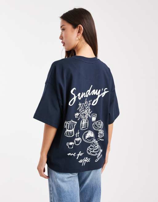 4th & Reckless – Oversize-T-Shirt in Marineblau mit Stickerei-Logo und 