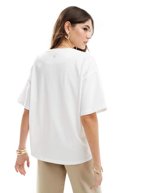 4th & Reckless – Oversize-T-Shirt in Weiß mit Häkel-Logo, 3 von 4