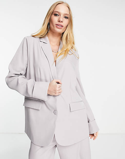 4th & Reckless oversized cuff detail blazer in lilac (part of a set)