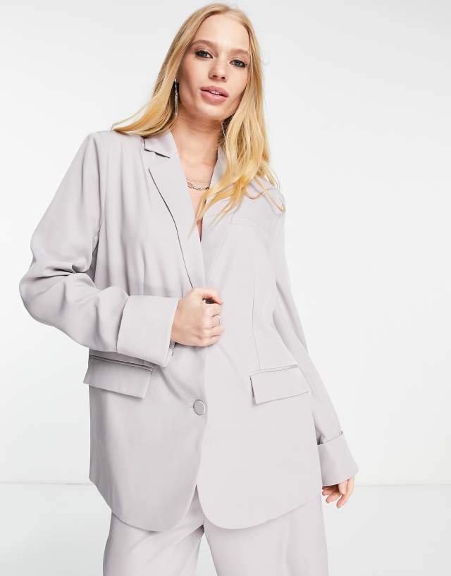 4th & Reckless oversized cuff detail blazer in lilac - part of a set