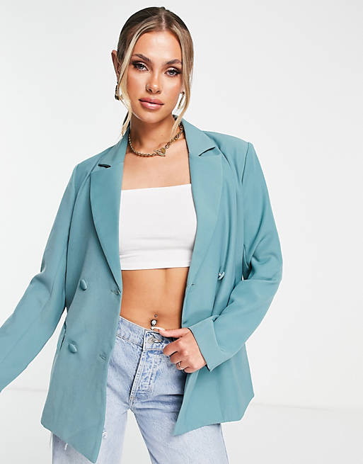 4th & Reckless - Oversized double-breasted blazer in mintgroen
