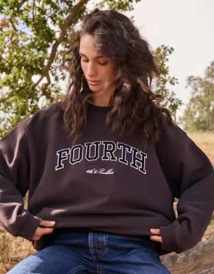 4th & Reckless Oversized Embroidered Logo Sweatshirt In Brown