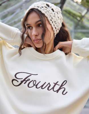 4th & Reckless Oversized Embroidered Logo Sweatshirt In White
