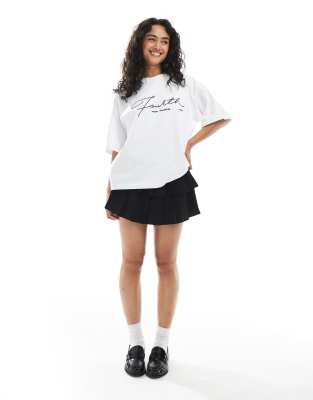 4th & Reckless Oversized Embroidered Logo T-shirt In White