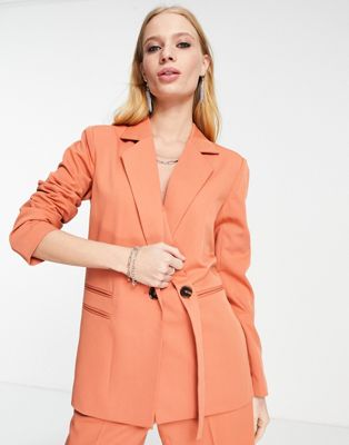 4th & Reckless oversized lapel detail jacket co ord in red coral - ASOS Price Checker