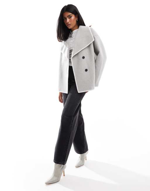 4th & Reckless oversized lapel jacket with contrast stitch in gray