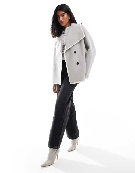 4th & Reckless oversized lapel jacket with contrast stitch in grey - view 1