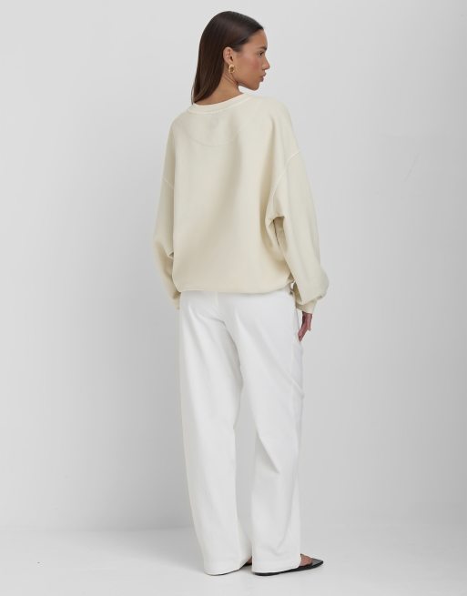 4th & Reckless oversized logo sweatshirt in cream | ASOS